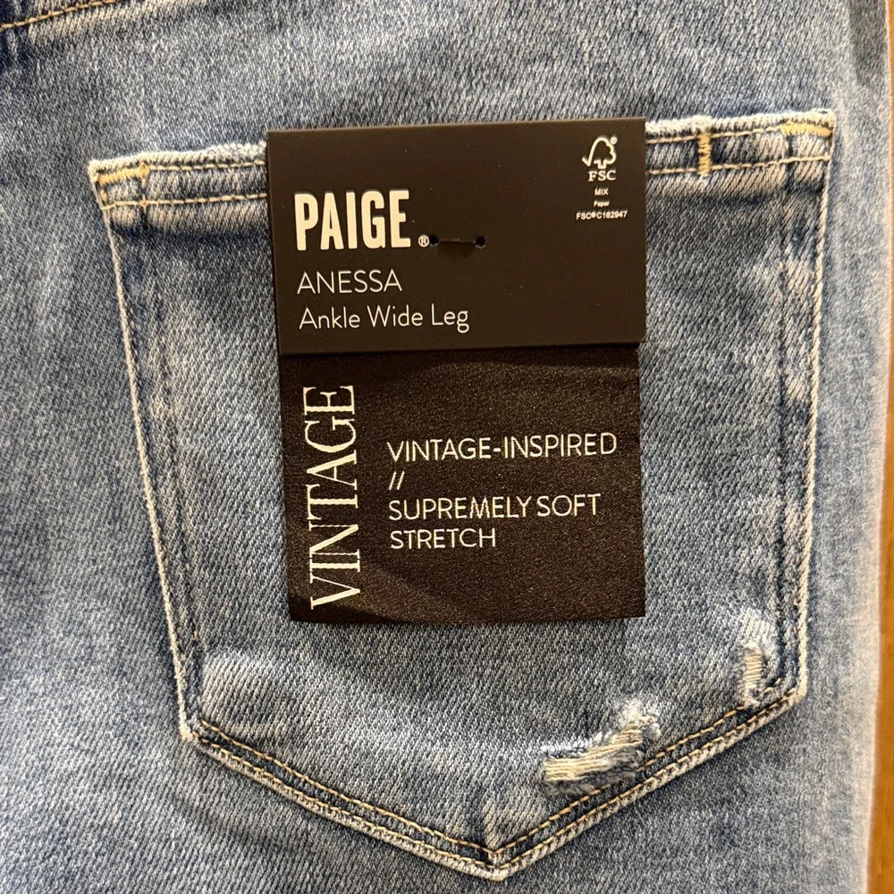 PAIGE Anessa High-Rise jeans with cropped wide leg and Raw Hem - size 26 - NWT - Picture 5 of 14